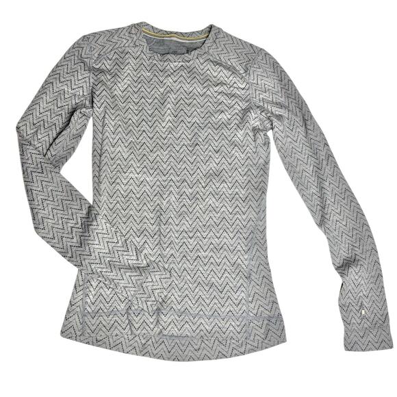 Smartwool Long Sleeve Gray Merino Wool Chevron Base Layer S - Picture 1 of 8